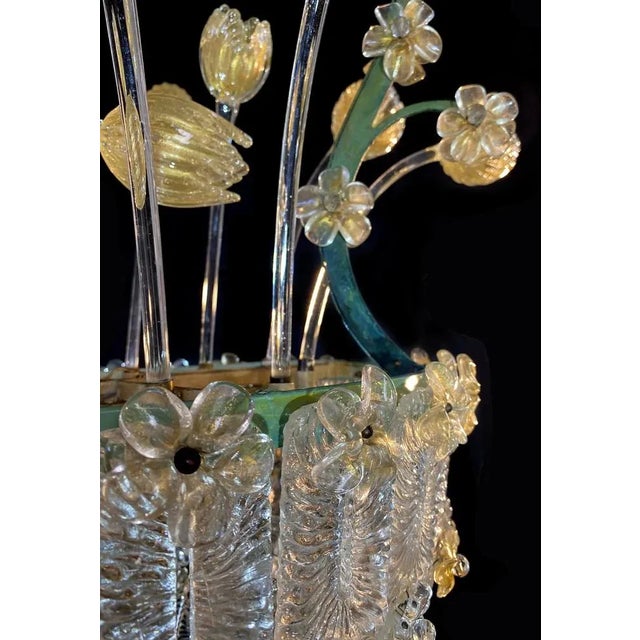 Glass Flower Chandelier with Gold Inclusions, 1950s For Sale - Image 10 of 18