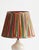 Pair of new custom ceramic lamps with pleated stripe linen shades.