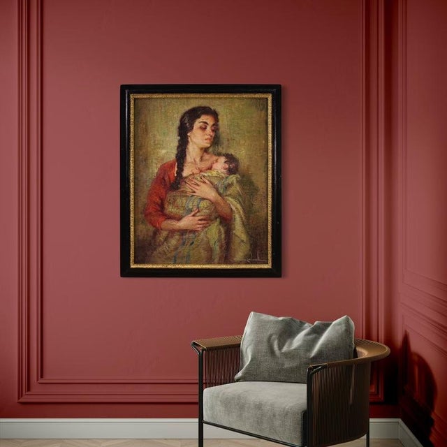 Spanish Artist, Maternity, 20th Century, Oil Painting For Sale - Image 3 of 11
