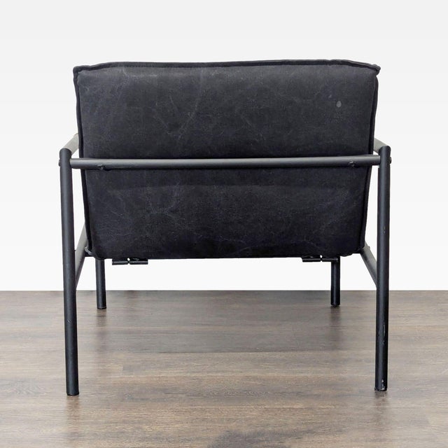 2010s Sauder Boulevard Modern Black Lounge Chair With Metal Frame and Wood Accents For Sale - Image 5 of 8