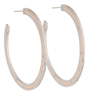 Miriam Salat Classic Skinny Hoops Earrings Resin, Sterling Silver & White Topaz