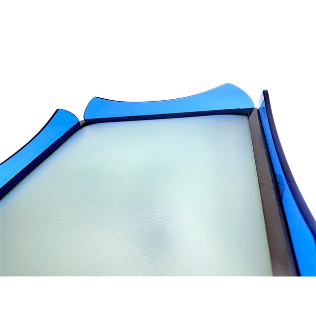 Blue Blue Cut Glass Ceiling Lamp, Veca, 1970s For Sale - Image 8 of 13