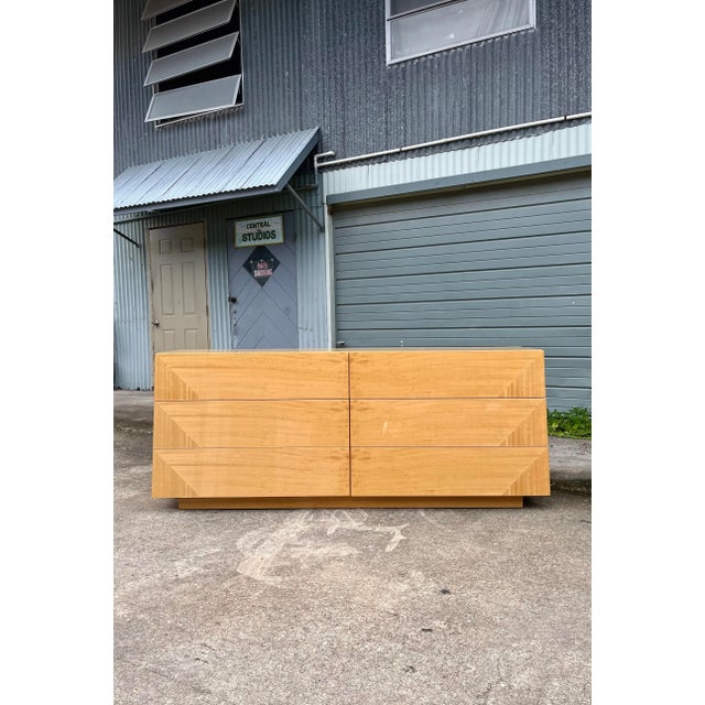 Late 20th Century Italian Mid Century Modern Lowboy Dresser With Oblique Tapered Façade | Giorgio Collection Italy For Sale - Image 5 of 13