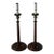 Late 20th Century Georgian Style Mahogany Brass Candlestick Table Lamps - a Pair For Sale