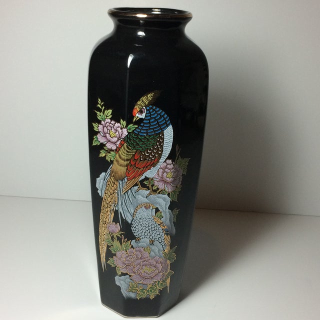 Vintage Japanese Black Ceramic Vase Chairish