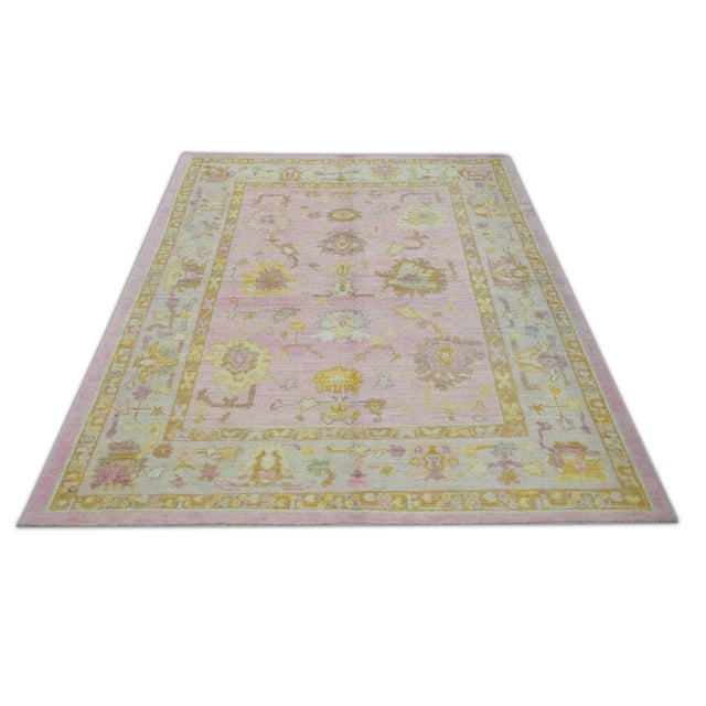 Early 21st Century Pink Handwoven Turkish Oushak Rug 5'3" X 7'2" For Sale - Image 5 of 5