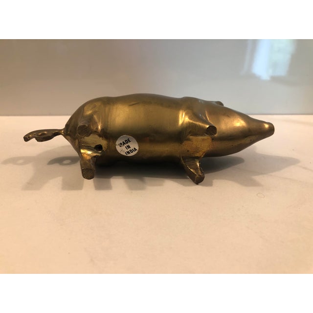 Vintage Contemporary Solid Brass Pig Figurine For Sale - Image 15 of 17