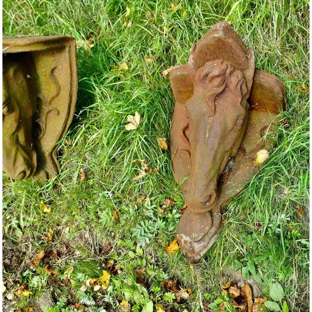 Cast Iron Horse's Head Wall Bracket Shelves, 1920s, Set of 2 For Sale - Image 4 of 9