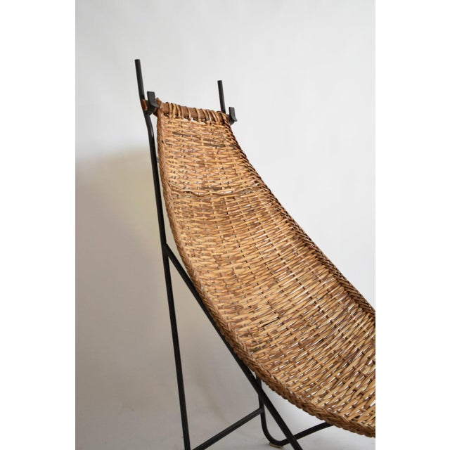 Wrought Iron and Rattan Chair, 1950s For Sale - Image 3 of 6