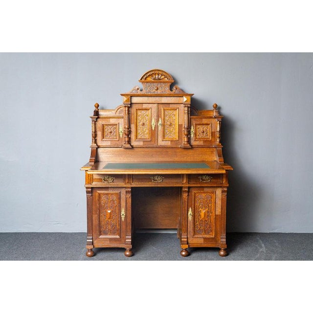 Vintage Wilhelminian Oak Desk For Sale - Image 3 of 18