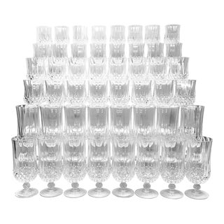 French Longchamp Cristal d'Arques-Durand Glassware, Set of 48 For Sale