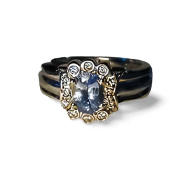 14K White Gold Tanzanite & Diamond Ring Stunning 14K White Gold Tanzanite & Diamond Ring featuring a natural 7 × 5 mm...