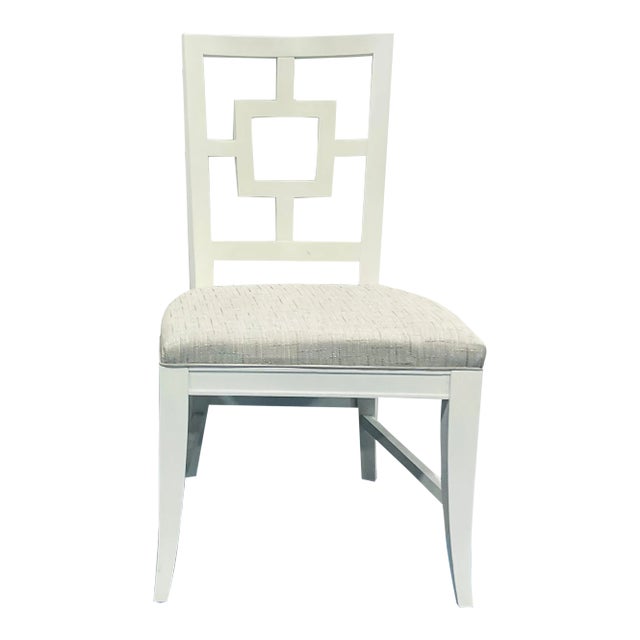 Modern White Geometric Back Side Chair For Sale