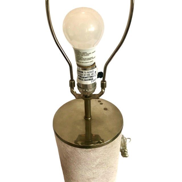 A Pair of Mid-Century Hair-on-Hide Wrapped Table Lamps With Brass Trim For Sale - Image 15 of 18
