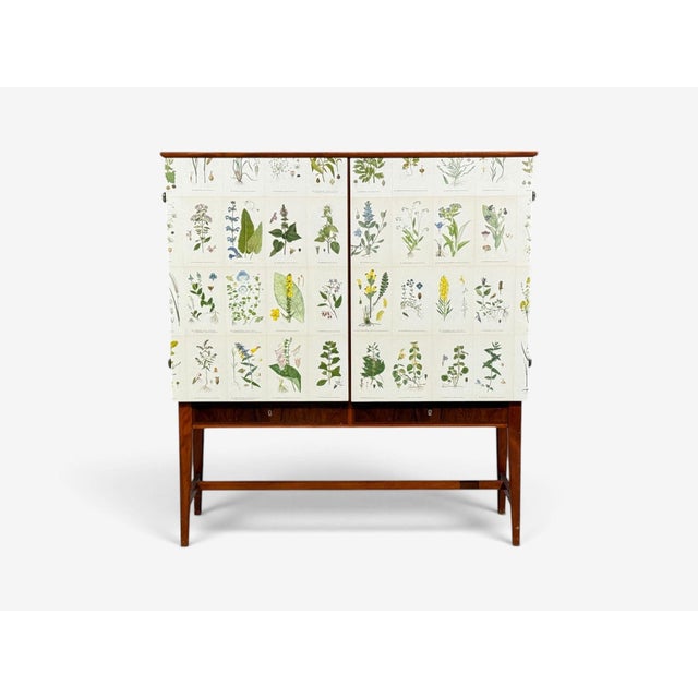 Swedish Modern, Nordens Flora Cabinet, Birch, Floral Lithographs, Sweden, 1940s For Sale In New York - Image 6 of 16