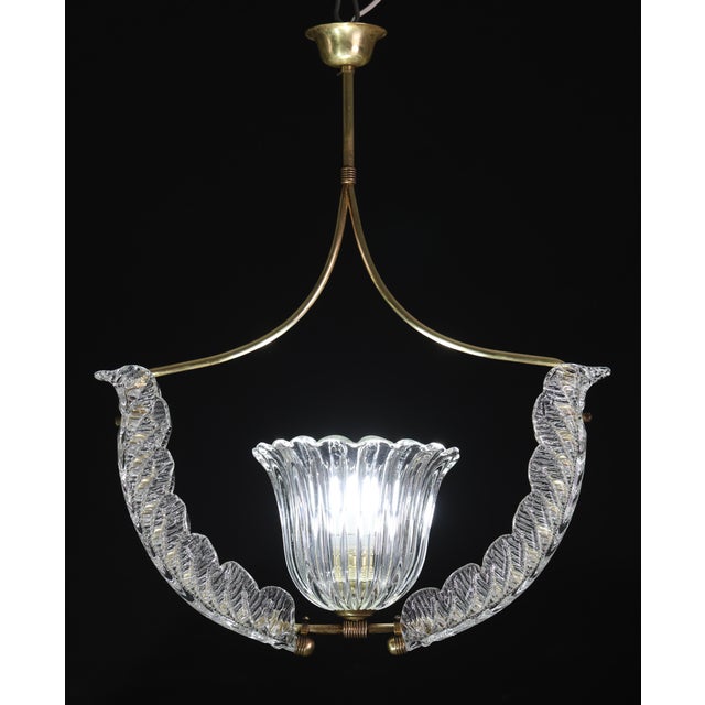 1950s Fascinating Art Deco Pendant Murano Glass Chandelier by Ercole Barovier For Sale - Image 4 of 17