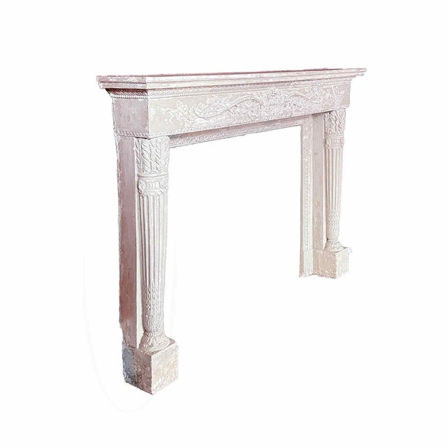 French Antique Louis XV Style Plaster Fireplace Mantel For Sale - Image 3 of 9