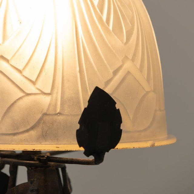Metal French Art Deco Wrought Iron Table Lamp, 1930s For Sale - Image 7 of 10