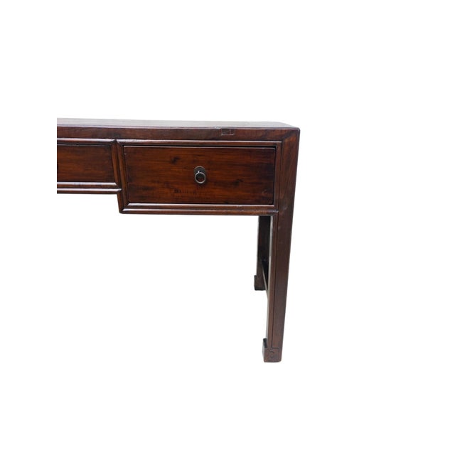 19th Century Chinese Elm 90" Long Writing Desk For Sale - Image 4 of 13