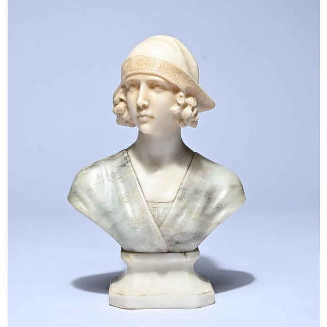 Baroque Michelotti, Female Bust, 20th Century, Marble For Sale - Image 3 of 10