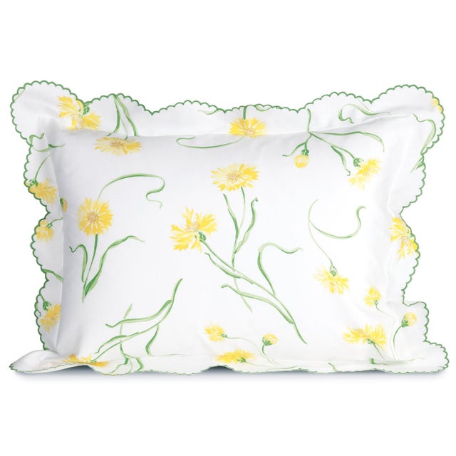 Contemporary Blossoming Sham in Yellow in Standard For Sale - Image 3 of 3