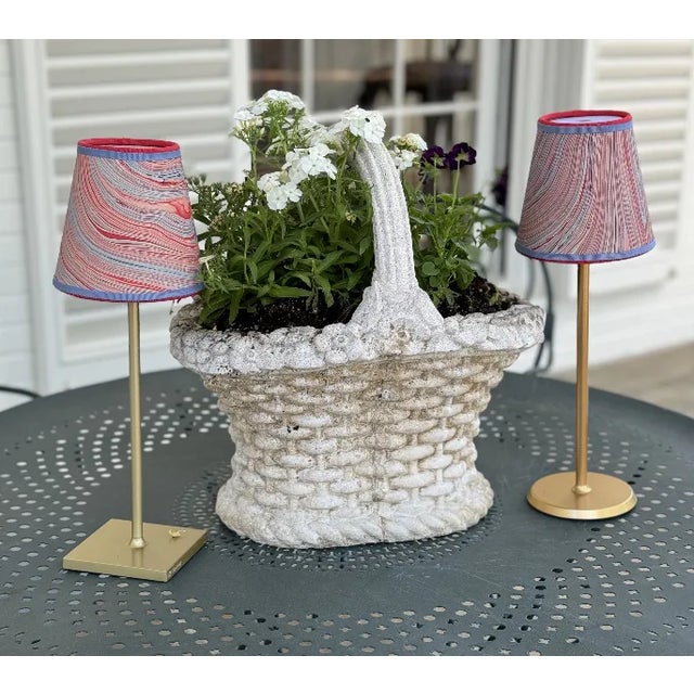 Abstract Maison Maison Design Red, White, and Blue Marble Paper Lampshade For Sale - Image 3 of 7