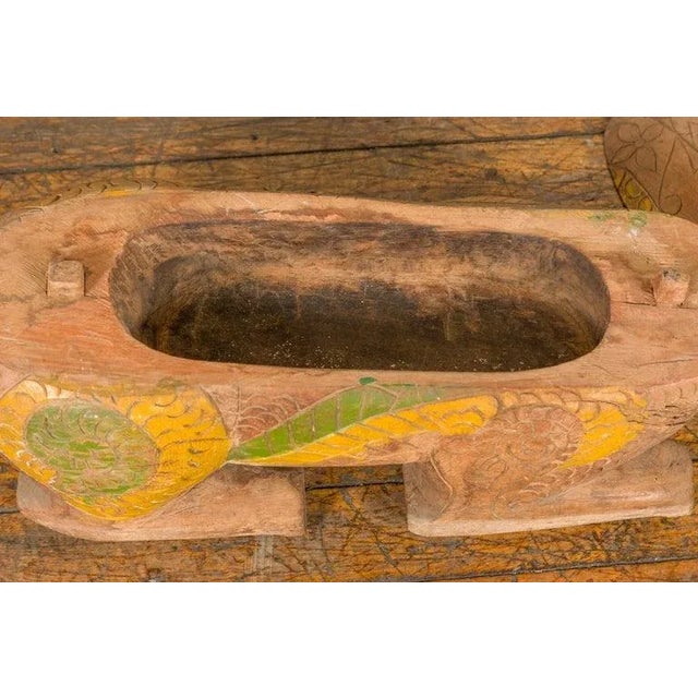 1900s Thai Reclining Guardian Lion Carved Prayer Box with Polychrome Décor For Sale - Image 9 of 13