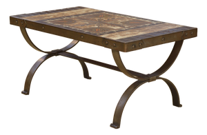 Wrought Iron and Ceramic Coffee Table, Vallauris, 1950s