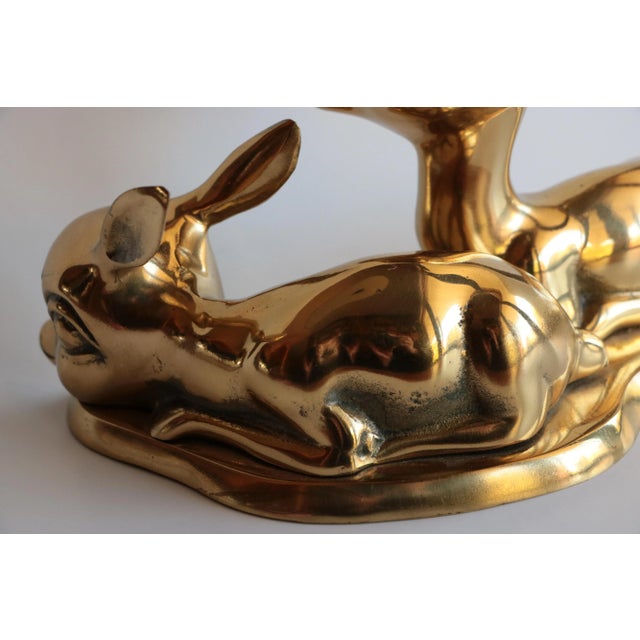 Solid Brass Baby Deer Figurines on Base For Sale In Madison - Image 6 of 6