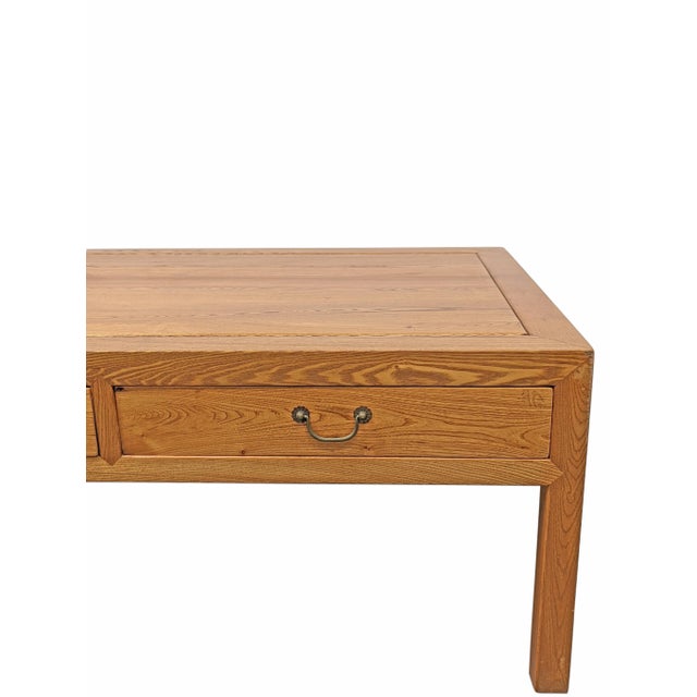 Camel Ming Dynasty Elm Two Drawers Coffee Table For Sale - Image 8 of 9