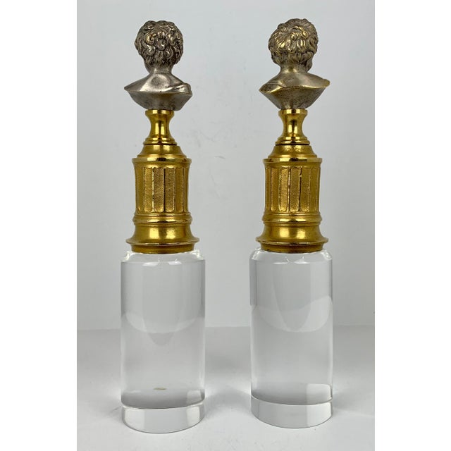 Late 19th Century Pair of Parcel-Gilt Crying Babies on Fluted Columns After Jean-Antoine Houdon For Sale - Image 5 of 9