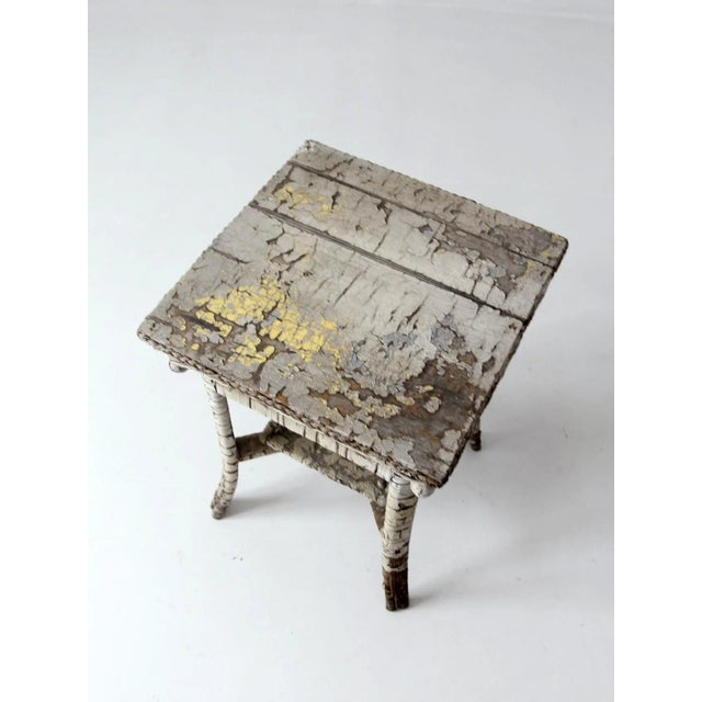Antique Rustic White End Table For Sale - Image 4 of 13