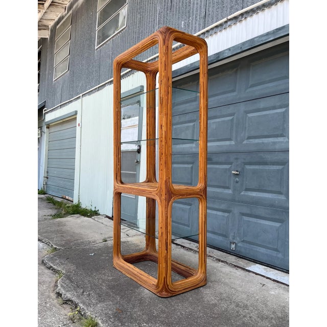 Split Reed Tall Bookcase or Étagère in the Style of Gabriella Crespi. This is such a stellar side piece! Perfect for...