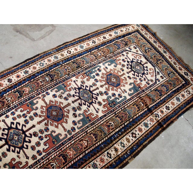 1870s, Handmade Antique Caucasian Kazak Rug 4.2' X 8.7' For Sale - Image 4 of 6