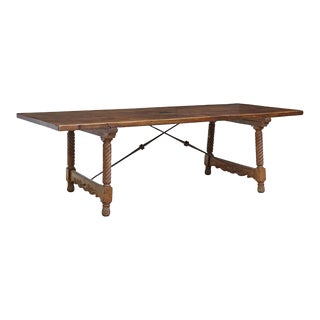 Spanish Baroque Style Oak Dining Table - 19th C For Sale