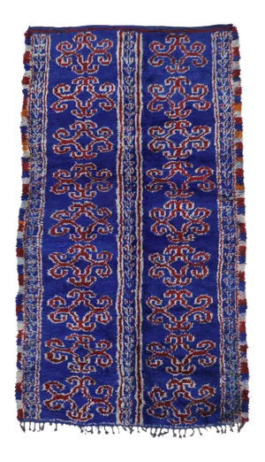 Vintage Berber Blue Beni M'Guild Moroccan Rug - 06'06 X 11'09