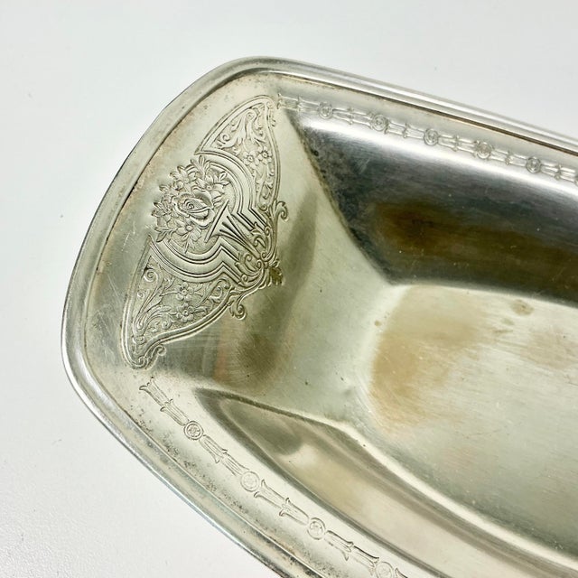 Early 20th C. Antique Art Deco English Chippendale Silverplate Bread Tray or Relish Dish. For Sale - Image 6 of 12