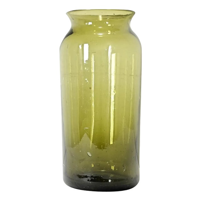 French 18th Century Green Glass Picking Jar For Sale