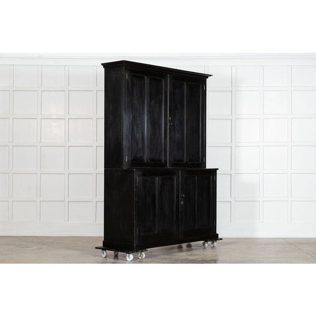 Large English Ebonised Ash Linen Cupboard, 1890s For Sale - Image 3 of 18
