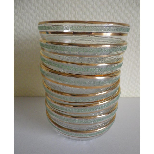 Vintage Molded Clear Glass Bowls with Gilded Edge Trims, 1950s, Set of 8 For Sale - Image 13 of 18