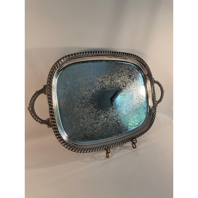 1970s Leonard Silverplate Oblong Footed Platter or Tray For Sale - Image 6 of 12