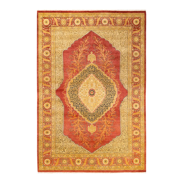 Mogul, One-of-a-Kind Hand-Knotted Area Rug - Orange, 6' 4" x 8' 10" For Sale