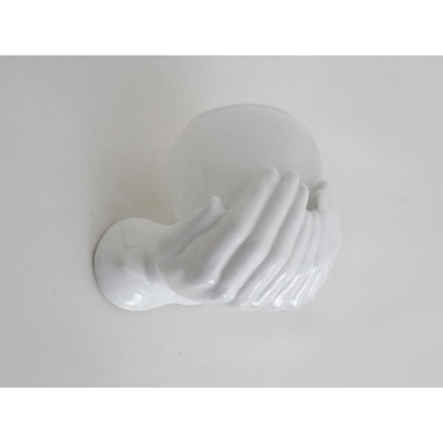 Ceramic Wall Sconce with Hands, 1970s For Sale - Image 3 of 10