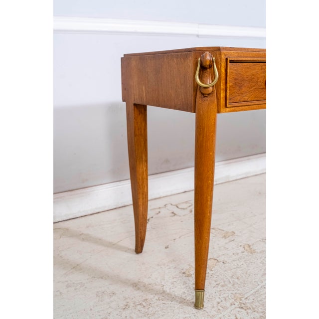 Vintage French Oak 3 Drawer Dressing Table & Upholstered Bench For Sale - Image 10 of 18