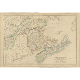 Antique Map of New Brunswick, Nova Scotia, Prince Edward Island and Canada East, 1860 For Sale