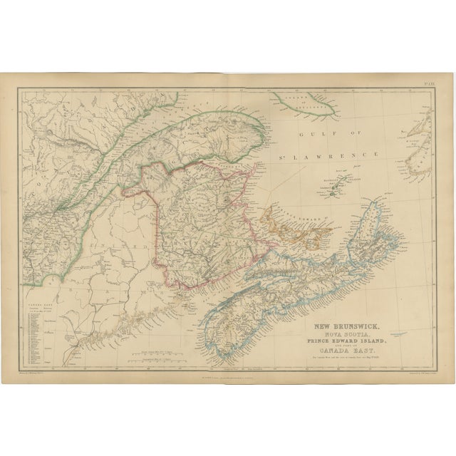 Antique Map of New Brunswick, Nova Scotia, Prince Edward Island and Canada East, 1860 For Sale