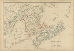 Antique Map of New Brunswick, Nova Scotia, Prince Edward Island and Canada East, 1860