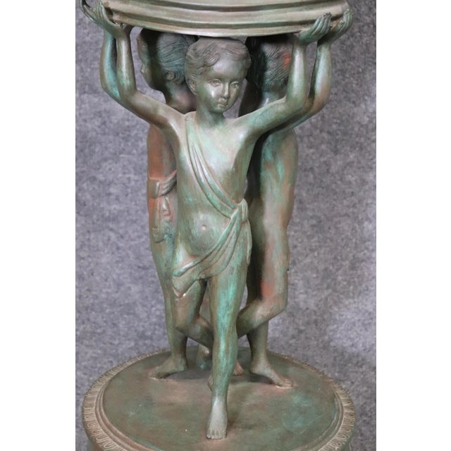 Verdigris Large Verdigris Finished Cast Metal Figural Planters after Clodion - A Pair For Sale - Image 8 of 12