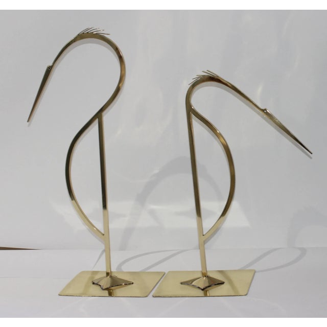 Mid 20th Century 1960s-70s Brass Stylized Egret Figures - a Set of 2 For Sale - Image 5 of 13