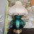 Rare 1940s Emerald Green GWTW Lamp Hand Painted Enamel Dual Light Pristine For Sale - Image 16 of 18